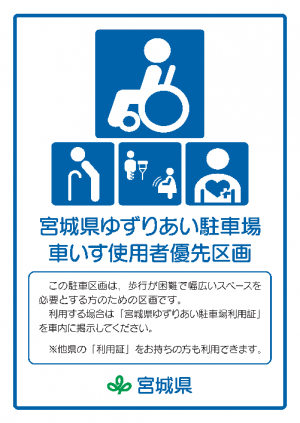 車いす使用者優先区画に掲示されるステッカーのイラスト